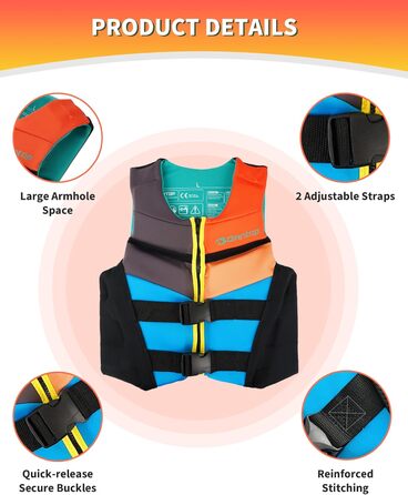 Шолом для плавання Owntop для дітей та юнаків, регульована жилет, унісекс, безпечні застібки для SUP, каякінгу, риболовлі, вітрильного спорту, багатокольоровий