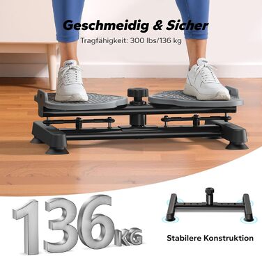 MERACH Диск для скручування тазу, тренажер для пресу з 2 еластичними стрічками, для тонкої талії та силових вправ, до 136 кг, безшумний, сірий