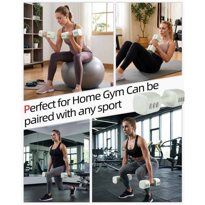 Набір гантелей Abahub 4-в-1: регульовані штанги для дому, фітнесу та силових тренувань. Підходить для жінок та початківців, вага 1-2.5 кг (зелені)