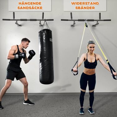 Кімнатна турнік ONETWOFIT 3-в-1 для дому: монтаж на стіну, балку, стелю. Макс. навантаження 200 кг. Чорний