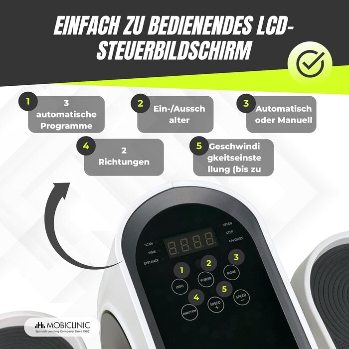 Еліптичний тренажер Mobiclinic Mini Elektro: LED-дисплей, 10 рівнів, пульт, для дому та офісу