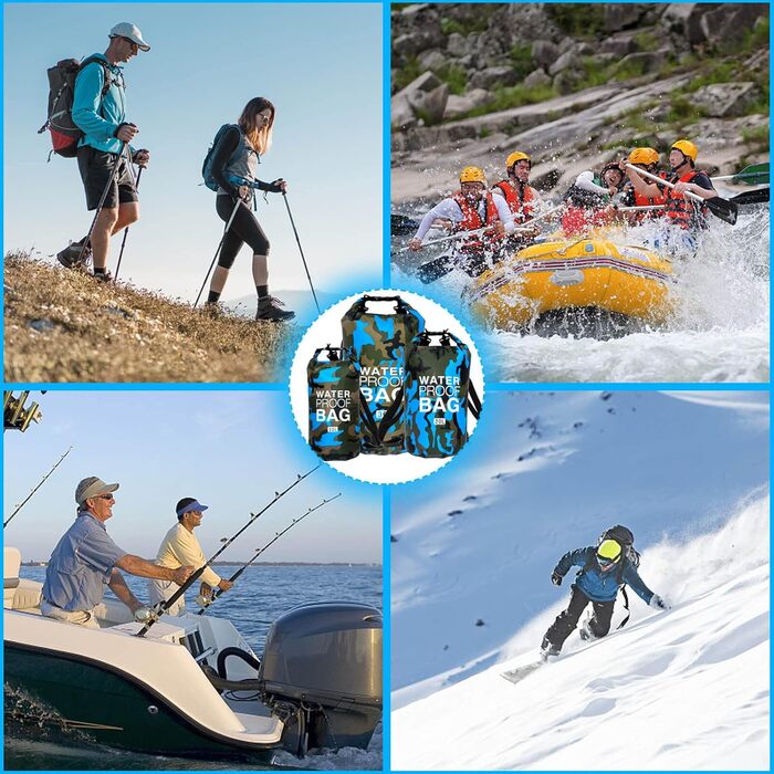 Водонепроникна сумка Dry Bag об'ємом 10L, 20L, 30L з регульованим плечовим ременем для плавання, рафтингу, кемпінгу, риболовлі, катання на човні, походів, каякінгу. Колір: блакитний (3000)