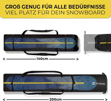 Чохол для сноуборду STYNGARD Whistler з ролтопом (140-190 см) - чорно-жовтий, водонепроникний
