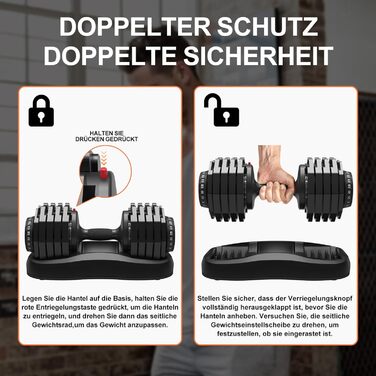 Регульовані гантелі 24/25 кг з антиковзним покриттям для фітнесу та тренувань