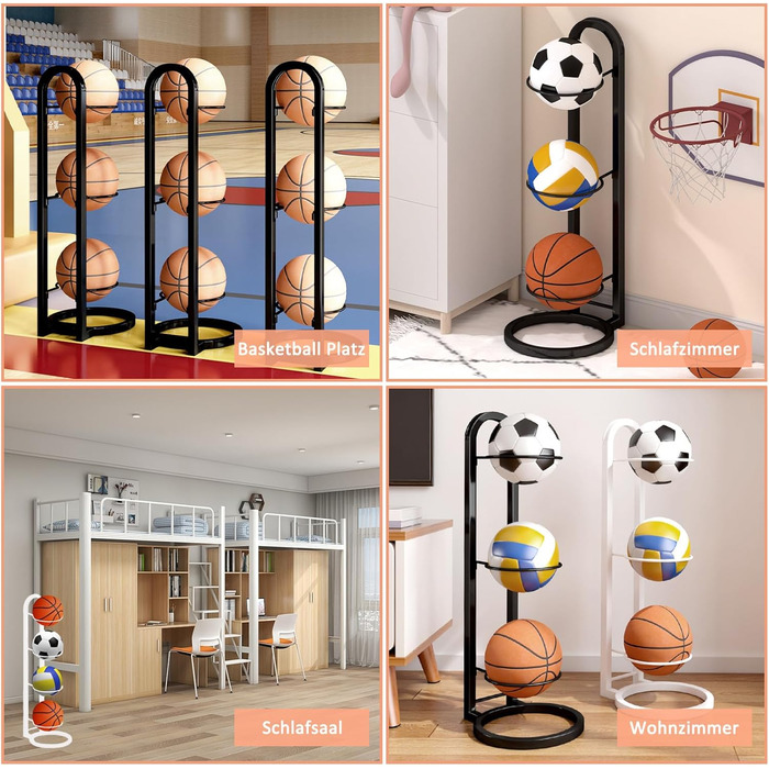 Стійка для зберігання м'ячів: баскетбольних, футбольних, волейбольних (5-ярусна, біла)
