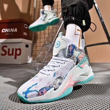 Кросівки баскетбольні чоловічі/жіночі, спортивні, для ходьби, легкі, з антиковзкою підошвою, зносостійкі, розміри 36-45 EU, білі/рожеві