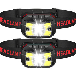 Ліхтар на лоб LED Winzwon, перезаряджуваний, 8 режимів, датчик, для риболовлі, кемпінгу, невідкладних ситуацій (для дорослих та дітей)