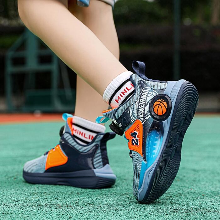 Дитячі баскетбольні кросівки Kinder: високо посадка, амортизація, легкі, антиковзкі, дихаючі, для активного відпочинку та спорту, унісекс (33 EU, синій 1715)