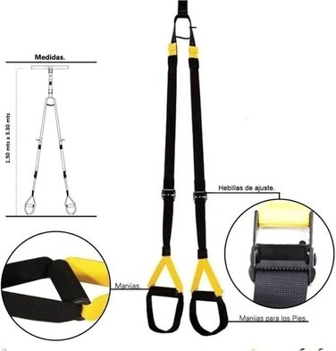 Набір для тренувань зі стропами для дому та на вулиці | Комплект для саспеншн-тренінгу з дверним кріпленням, регульованими ременями, сумкою для перенесення | Тренування всього тіла, обладнання для калістеніки, фітнес, домашні тренування