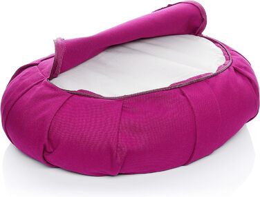 Подушка для йоги BODYMATE Halbmond 42x30x15 см, рожева - гречане лушпиння, бавовняний чохол, подушка для медитації