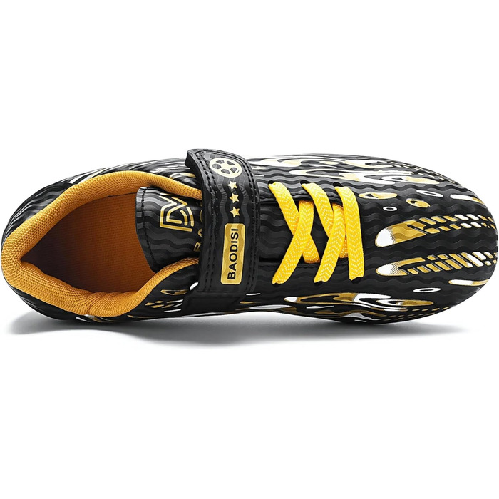 Дитячі футбольні бутси для хлопчиків та дівчаток. Професійні футбольні бутси з шипами для тренувань. Розмір 29 EU, чорний та золотий колір.