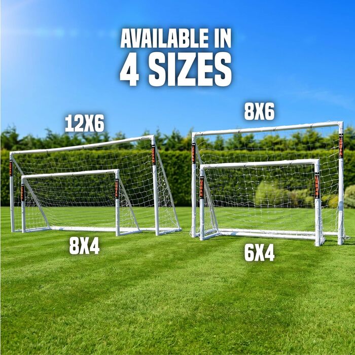 Футбольні ворота для саду Amazon Exklusives Football Flick Tor, всепогодні, посилений uPVC 70 мм, з системою фіксації, білі, 3.6 x 1.8 м
