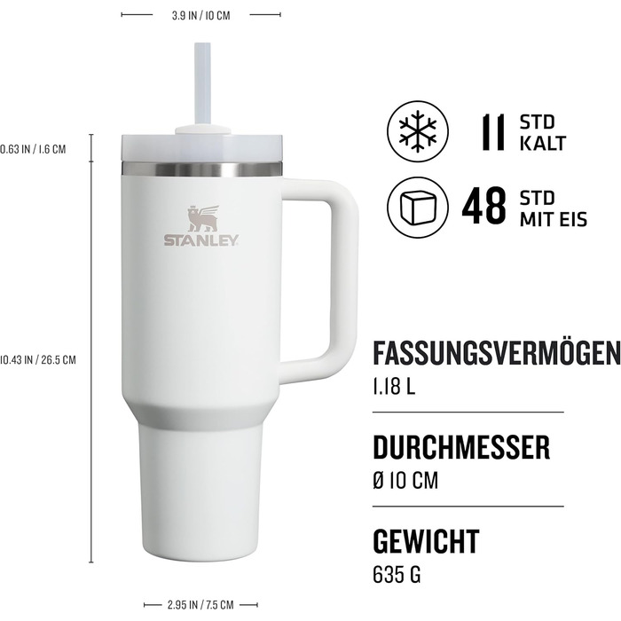 Термокружка Stanley Quencher H2.0 Flowstate 1.2 л з трубочкою, нержавіюча сталь, термос-пляшка, зберігає холод до 48 годин, без BPA, підходить для миття в посудомийній машині