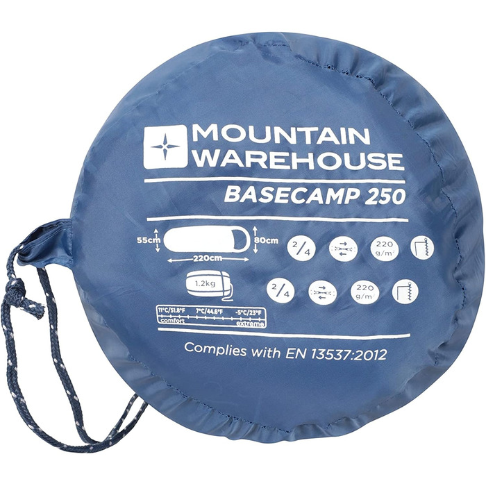 Спальний мішок Mountain Warehouse Basecamp 250 - для дорослих та дітей, блакитно-зелений