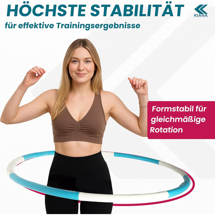 Хула-хуп кільце KIANA SPORTS® для дорослих, 1,2 кг - з сумкою та планом тренувань. Стабільний, з німецькою розробкою, для схуднення, фітнес-кільце з хвилями, блакитний