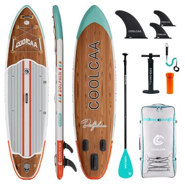 SUP-дошка COOLCAA 355 см надувна для плавання та риболовлі, вантажопідйомність 222 кг, з аксесуарами та сумкою-переноскою