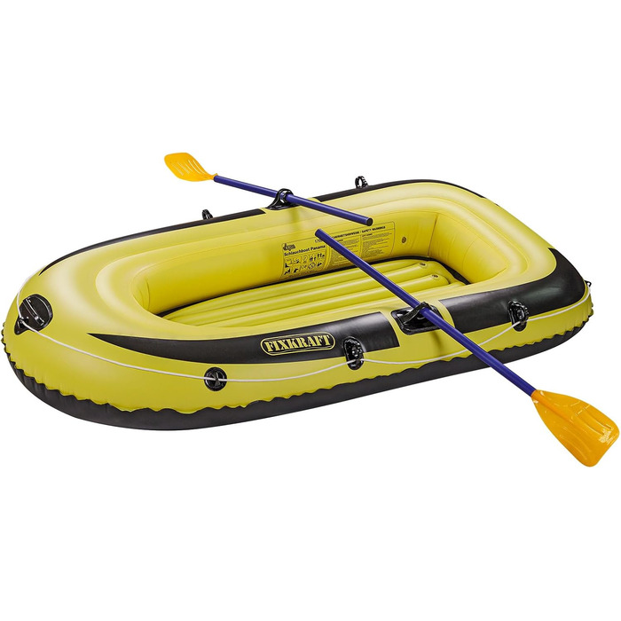 Надувне човен DEMA для 2 осіб (150 кг) з веслами та насосом, жовто-сірий