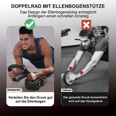 Ролер для пресу Ab Roller з підтримкою ліктів, автоматичний, для дому, чорний, без таймера