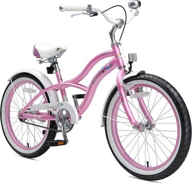 Дитяче велосипед BIKESTAR 20/24 дюйми для хлопчиків та дівчаток від 6 років | Велосипед круїзер | Рожевий