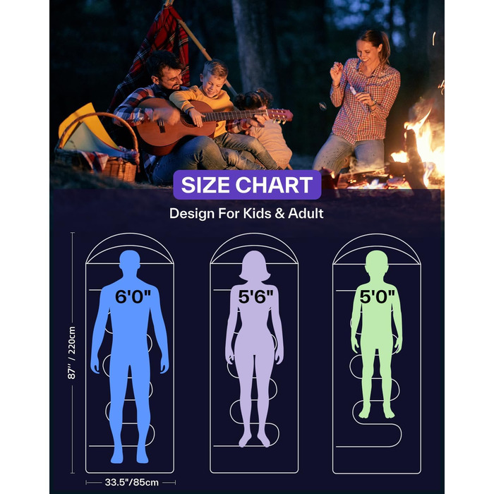 Сплячий мішок Outdoor Sportneer для дорослих та дітей - легкий спальник для кемпінгу, трекінгу та подорожей