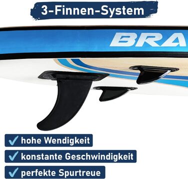 Надувний SUP Борд BRAST Tropic | Комплект для станд-ап паддлбордингу | 320x81x15 см | 6 дизайнів | 5 років гарантії | з аксесуарами | 2-в-1: SUP та каяк | тримач для Action Cam, петля для ніг, насос, рюкзак