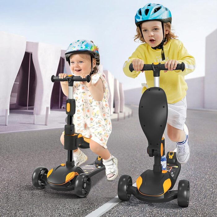 Дитячий роликовий самокат Kinderroller з LED-колесами, регульована висота, складний, від 3 років