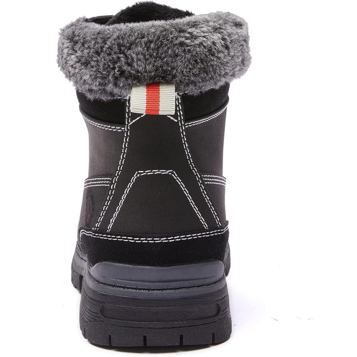 Черевики для туризму та зимові черевики жіночі ANJOUFEMME, водонепроникні та теплі, для активного відпочинку, трекінгу та зимового хайкінгу (42 EU, чорний з хутром)