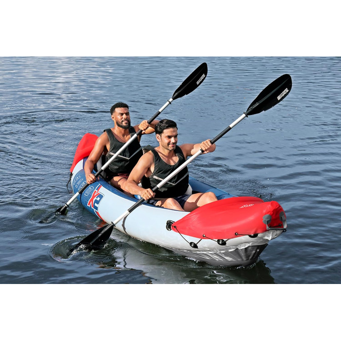Каяк Hydro-Force Rapid X2 для двох осіб: надувний комплект з сидіннями, спинками, веслами, насосом та сумкою для перенесення