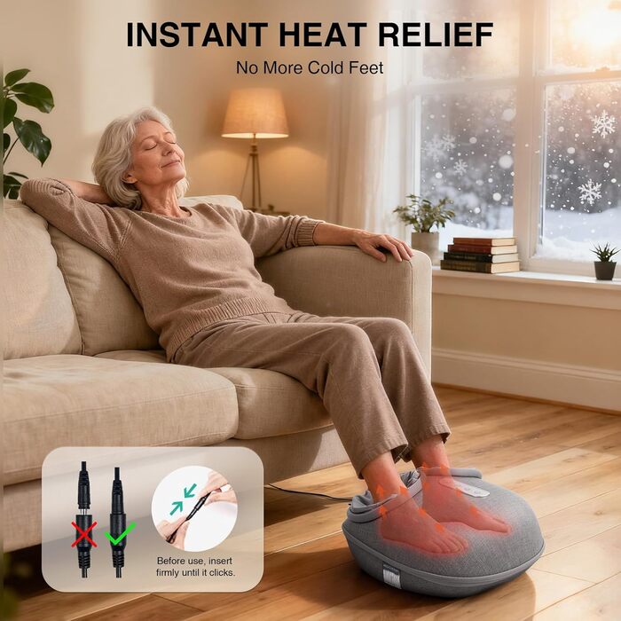 Масажер для ніг Medcursor з підігрівом: глибокий масаж, розслаблення м'язів та зняття втоми. Регулювання інтенсивності для дому та офісу (сірий)