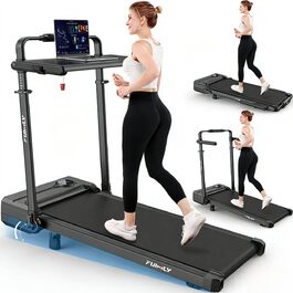 Бігова доріжка Walking Pad для дому, складний тренажер з кутом нахилу 9%, регульованим поручнем (105-115 см), 3.5 к.с., тиха, для офісу/дому, до 150 кг, чорна