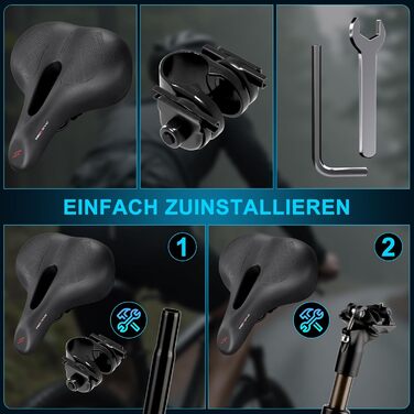 Велосипедне сідло TECHCYC з Memory Foam: комфортне, дихаюче, амортизуюче. Ергономічне сідло з підвіскою для чоловіків та жінок, 3 варіанти виконання (City)