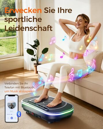 Віброплатформа для фітнесу вдома Rüttelplatte – вібраційна платформа для релаксації та спорту, 120 рівнів інтенсивності для тренувань всього тіла (Сіра)