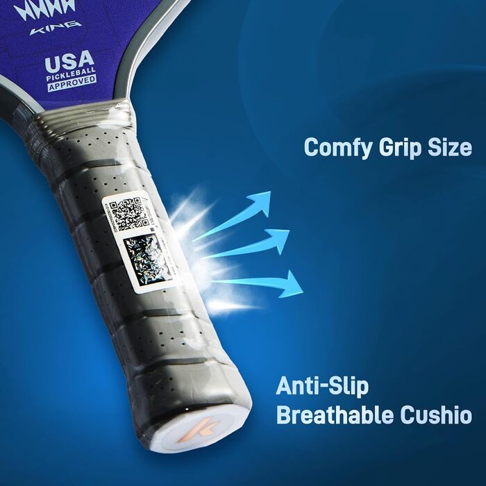 Рікетбол ракетка Kawasaki T700 з карбоновою поверхнею 14 мм, серцевиною з PP Honeycomb (CFS), схвалена USAPA, для змагань, з чохлом/намотуванням (серія King 6) Коричнева