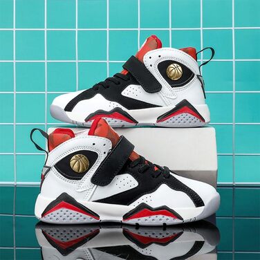 Дитячі баскетбольні кросівки для хлопчиків та дівчаток, антиковзаючі, розмір 28-39, червоно-білі та чорно-білі