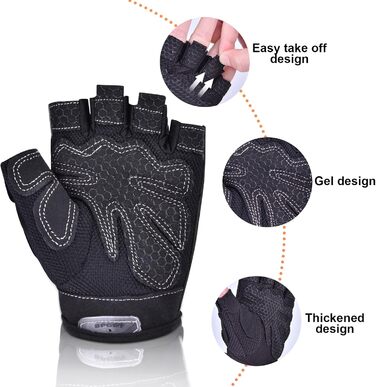 Велосипедні рукавички для жінок та чоловіків, MTB, тренувальні, спортивні, Habfinger, для шосе та гірського велосипеда, силові, з антиковзким покриттям, літні, чорні (L)