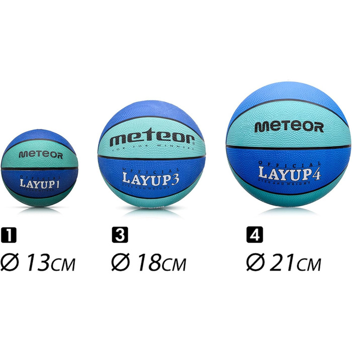 Дитячий баскетбольний м'яч Meteor Layup Kinder Mini #4 (4-8 років) - синій, жовтий, зелений