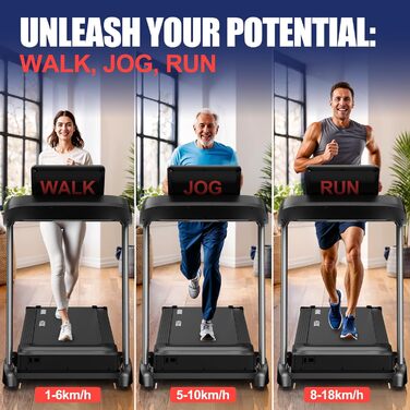 Біговий тренажер CharonFit T800: складний, потужний, до 160 кг, 20 км/год, з монітором, для дому