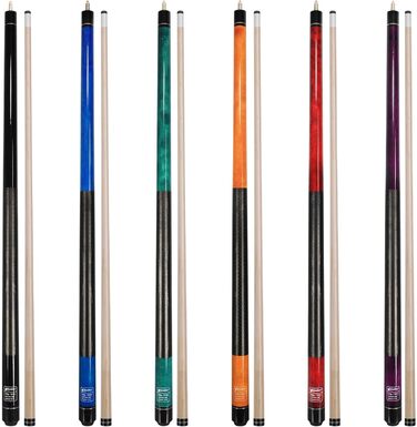 Набір київ для більярду CUEBAR 6 шт., кийки для більярду 45,7 см, 50,8 см, 595.3 г, кийки для більярду для дому з 3D-рукояткою, 147,3 см, для чоловіків та жінок, кольори: фіолетовий, червоний, зелено-блакитний, синій, чорний