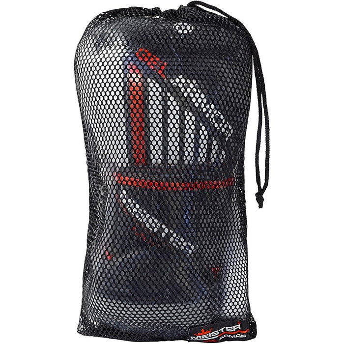 Боксерські рукавички Meister Gel Armor 16oz для тренувань з натуральної шкіри, чорні/червоні/білі, дорослі, з сітчастою сумкою