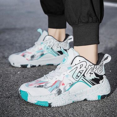 Кросівки баскетбольні для чоловіків та жінок, спортивне взуття, кросівки для ходьби, легкі, неслизькі, зносостійкі, біло-чорні, 38 EU, вузька колодка