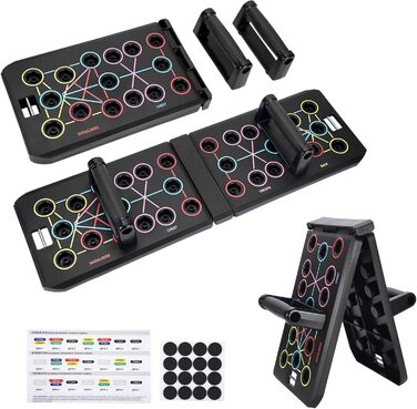 GLKEBY Тренажер для віджимань Push-Up Rack Board 15-в-1, складаний, багатофункціональний, портативний, регульований