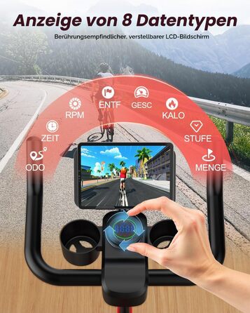 Велотренажер спінінг Heimtrainer Fahrrad з додатком, 15 кг маховика, чорно-червоний