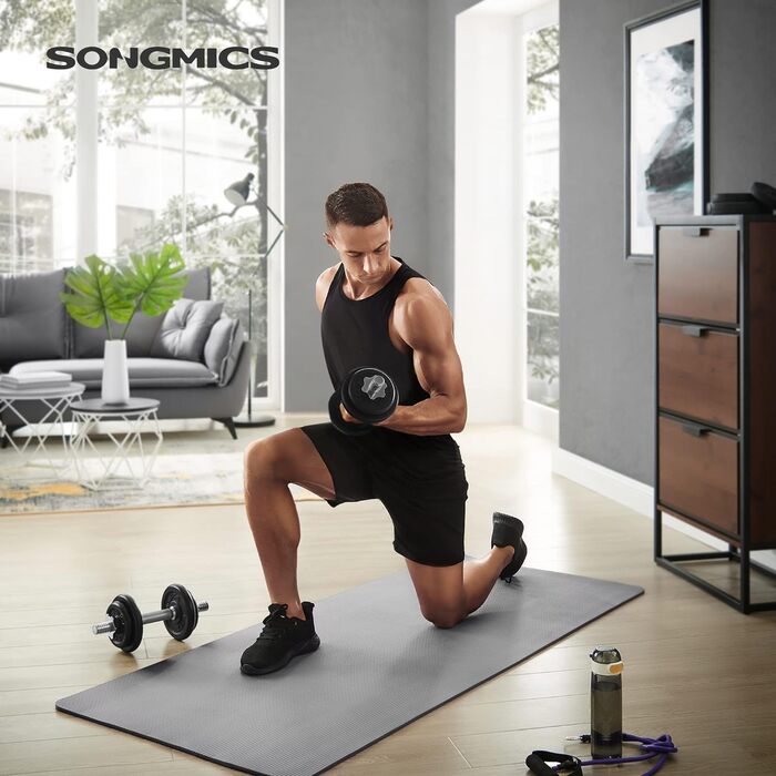 SONGMICS 2-в-1 гантелі, набір 2 шт, чавунні, регульовані, з'єднувальна штанга, для тренувань вдома та у спортзалі, 20 кг