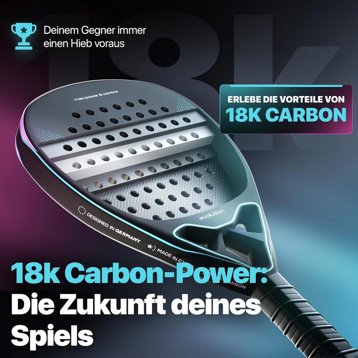 Ракетка для падел [18k Карбон, Легка] Професійна, для Турнірів, Діамант, Зручна Ручка, Унісекс + Чохол