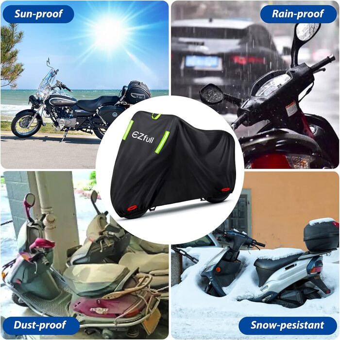 Водонепроникний чохол для мотоцикла 210D Oxford, зимовий, з отворами для замка, 245x105x125 см (Harley-Davidson, Honda, Suzuki, Kawasaki)