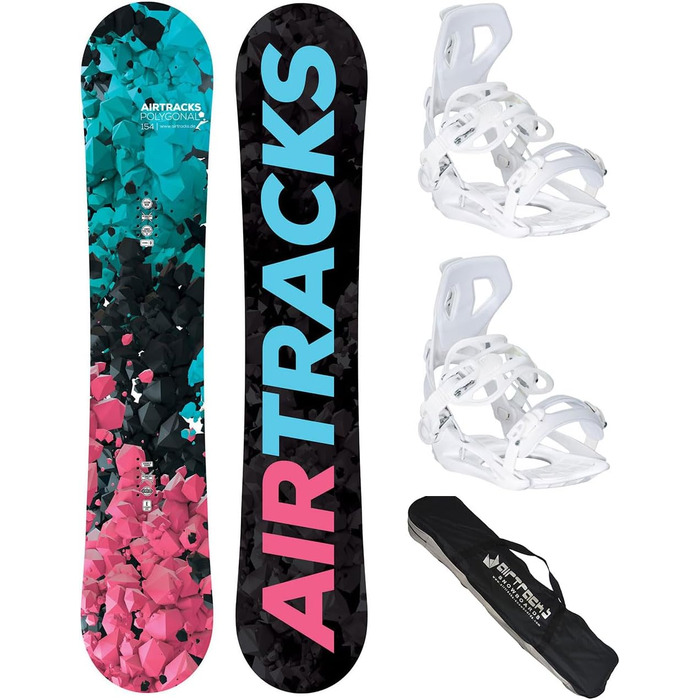 Сноуборд Airtracks для жінок: комплект сноуборда Polygonal Lady + кріплення Master Fastec W + сумка SB / розміри 138, 144, 148, 154 см / довжина дошки 154 см, кріплення S