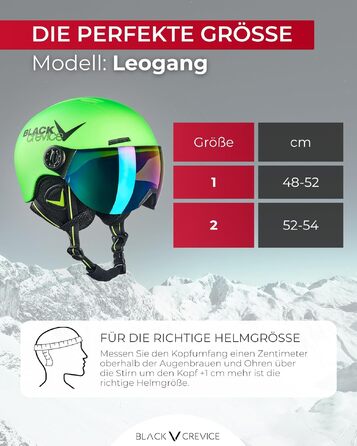 Дитячий гірськолижний шолом Leogang з візором у стилі пілота для хлопчиків та дівчаток, дихаючий шолом для сноуборду, регульований розмір XS (52-54 см), неоново-зелений