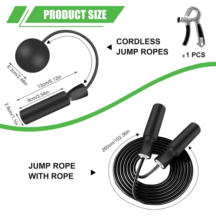 Скакалка з регулюванням, PVC, для фітнесу, дорослих. Канат для стрибків з великим м'ячем та тренажером для рук