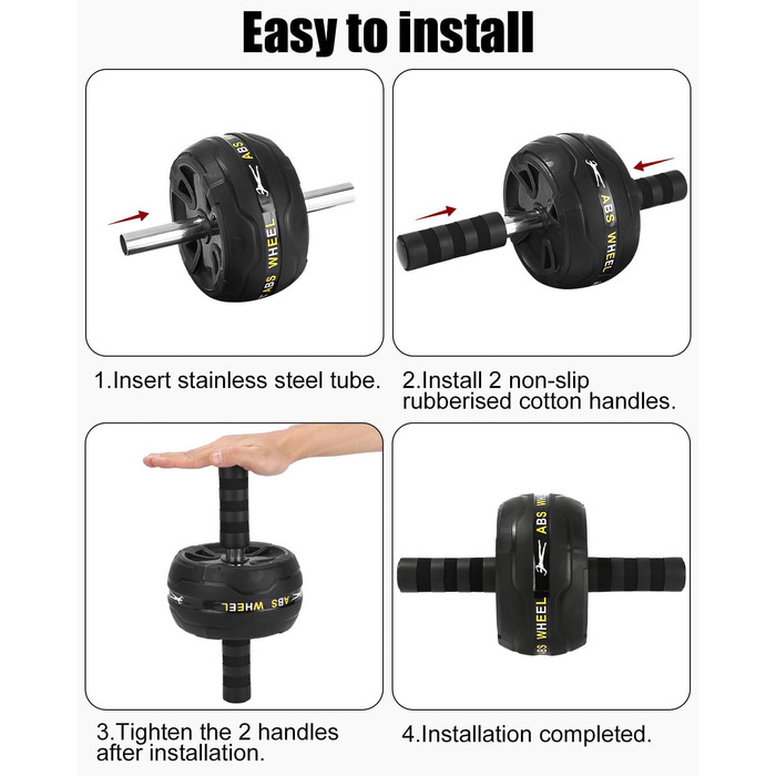 Ролер для пресу Kureny Bauchroller з набором для фітнесу: скакалка, фітнес-гумки, ручки для віджимань, захист колін. Ідеально для домашніх тренувань чоловіків та жінок