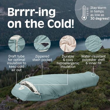 Спальний мішок Retrospec Dream 30°F (Mummy) - для кемпінгу, 30 градусів, довгий (Long)